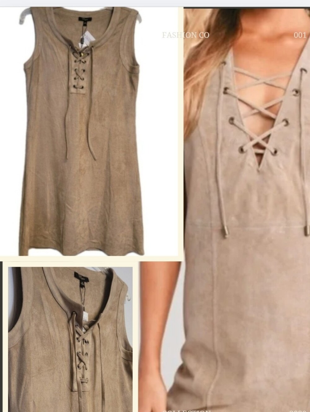 NWT Cupio Faux Suede Lace-Up  Shift Western Cowgirl Dress, Size M